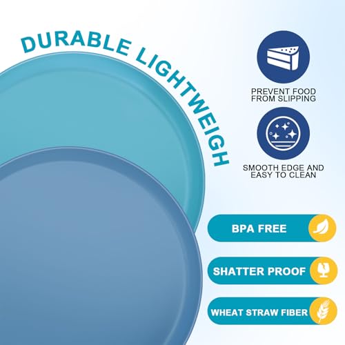 Unbreakable Dinner Plates Set of 8 (7.1-Inch) for Camping & RV Use - 100% Microwave Safe PP Plastic - Lightweight, BPA-Free, Dishwasher Safe - Perfect for Outdoor, Patio, Everyday Use, Warm Series - color: Warm Series, size: 7.1 in
