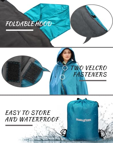 Outdoor Waterproof Camping Blanket - Hooded Fleece Windproof Blanket for Stadium, Sporting Events, Concert, Picnic, Car, Boat - Packable Camp Blanket for Cold Weather, Camping Gear Must Haves… - color: Sky Blue