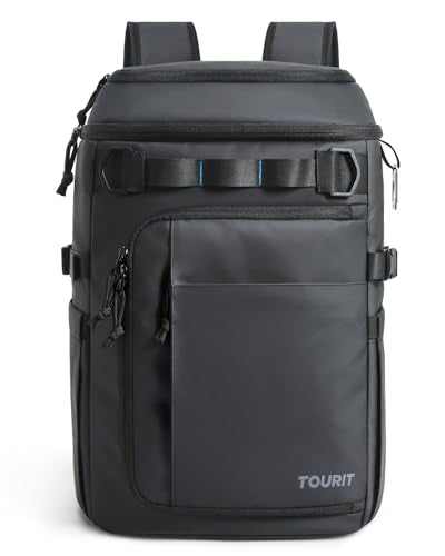 TOURIT 38 Cans Backpack Cooler: Leak Proof Waterproof 2 Insulated Compartments Soft Cooler Bag Beach Travel Camping Picnic, Sports Fan Coolers - color: Black