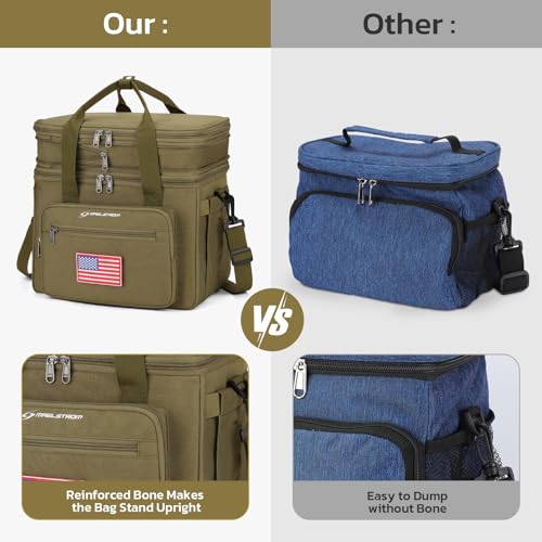 Maelstrom Lunch Box, 23L Insulated Lunch Bag, Expandable Double Deck Cooler Bag, Lightweight Leakproof Tote Bag With Side Tissue Pocket, Suit For Men and Women (H Khaki with DIY Hook-and-Loop) - color: H Khaki with DIY Hook-and-Loop