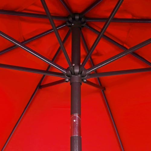 Blissun 9' Outdoor Patio Umbrella, Outdoor Table Umbrella, Yard Umbrella, Market Umbrella with 8 Sturdy Ribs, Push Button Tilt and Crank - color: Bright Red