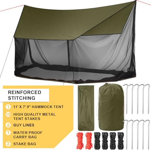 Screen House for Hammock, Backpacking Hammock Tent with Mosquito Net Portable Waterproof Bug Screen Tent for Canoe Picnics Hiking Camping Beach Backyards Outdoor in Summer