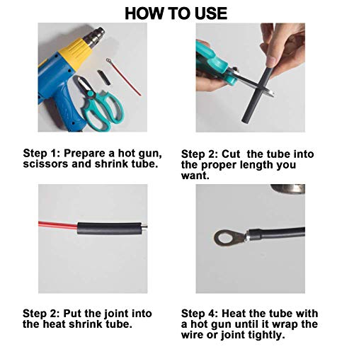 1/2 inch (Diameter) 3:1 Waterproof Heat Shrink Tubing Kit, Large Marine Dual Wall Adhesive Shrinkable Wire Wrap Tube, Insulation Sealing Wear-Resistant Cable Protector by YUKSY (4ft, Black) - size: 1/2" (4ft, Black)