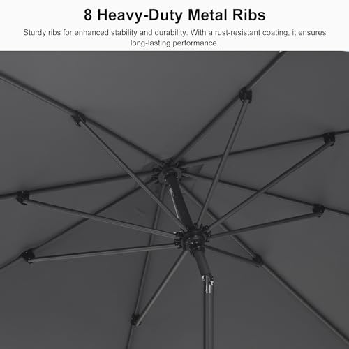 PURPLE LEAF 6.5' x 6.5' Square Patio Umbrella Outdoor Table Umbrella Aluminum Frame Market Umbrella Sun Umbrella with 8 Sturdy Ribs & Tilt for Garden Deck Lawn & Pool Light Gray - color: Light Gray, size: 6.5' x 6.5'