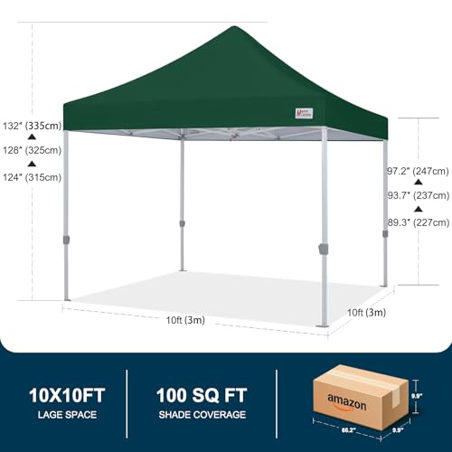 MASTERCANOPY Pop Up Canopy Tent Commercial Grade 10x10 Instant Shelter (Forest Green) - color: Forest Green, size: 10x10