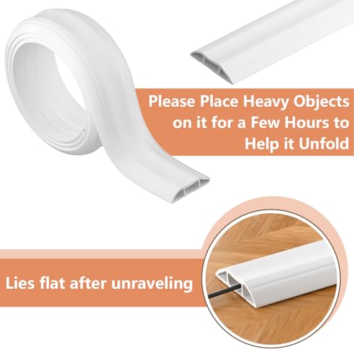 AGPTEK Heavy Duty Floor Cable Cover Cable Protector, 6.5 Ft Floor Cord Protector 3 Channels Floor Cord Cover (Mid Channel 0.93") Contains Cords, Cables and Wires, Good for Office, Home, or Outdoor - color: White