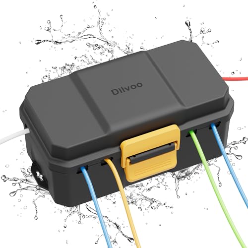 Waterproof Electrical Box, Diivoo Outdoor Extension Cord Covers Waterproof, Large Size 6 Cable Seal Entry, Outdoor Plug Cover, Outdoor Extension Cord Box, Black - size: Large