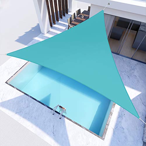 Windscreen4less 5'x5'x5' Waterproof Sun Shade Sail Triangle Shade Canopy Cover UV Block for Backyard Patio Deck Balcony Pergola Garden (Turquoise) - color: Turquoise, size: 5' x 5' x 5'