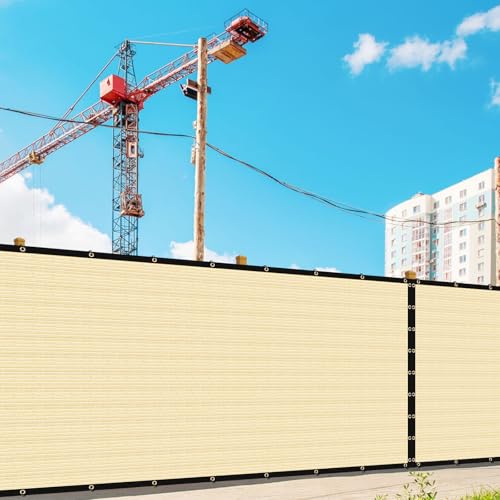 7' x 20' Custom Size Beige Privacy Screen Fence Cover Heavy Duty Fencing Mesh with Zip Tie for Deck, Patio, Backyard, Outdoor Pool, Porch, Railing - We Can Make Custom Sizes