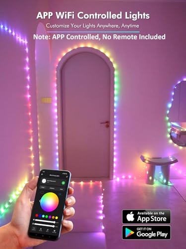 BrizLabs Smart Fairy String Lights, 66ft 200 LED WiFi 4th of July Fairy Lights App Control, Dimmable Red White Blue Light Rainbow Christmas Light, Music RGB Xmas Lighting Work with Alexa & Google Home - color: 200 LED Smart (Silver Wire)