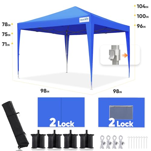 Quictent Privacy 8x8 Pop up Canopy Tent with Sidewalls and Roll-up Ventilated Windows, One Person Easy Setup, Outdoor Commercial Gazebo Shelter Enclosed Waterproof, Bonus 4 Sandbags - color: Royal Blue, size: 8x8ft