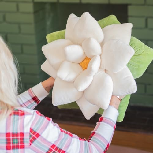 Green Philosophy Co. Poinsettia Pillow – Large Soft 3D Flower Throw Pillow, Marshmallow White Decorative Pillow for Couch & Bed, Cute Premium Gift for Plant Lovers, Star-Shaped - color: Marshmallow White