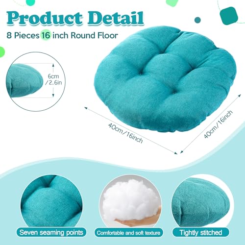 Fumete 8 Pcs 16 Inch Round Floor Cushions for Kids and Toddlers, Flexible Seating Classroom Furniture Floor Pillow for Home, Daycare, Preschool, Yoga and Meditation (Turquoise) - color: Turquoise