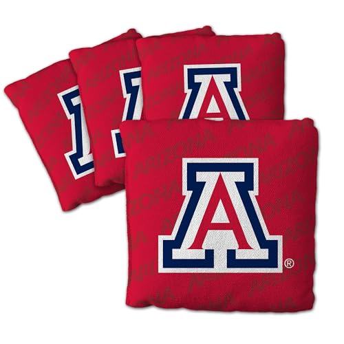 YouTheFan Officially-Licensed NCAA Set of 4 Cornhole Bags - All Weather Regulation 6” x 6” Size - 16oz Weight - Designed in USA - color: Arizona Wildcats - Red