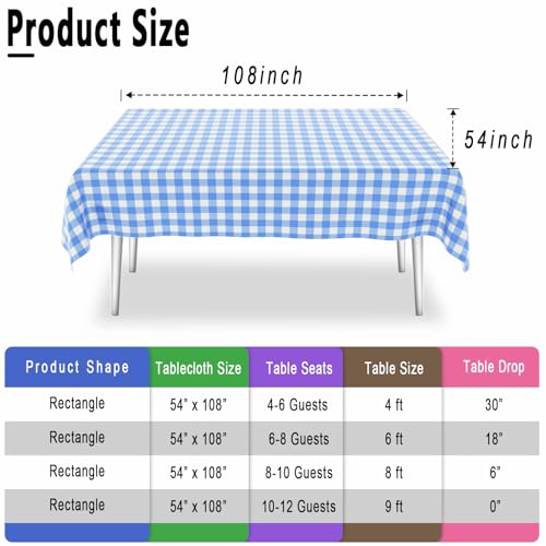 4 Pack Gender Reveal Table Cloths - 54 * 108 Inch Pink and Blue Gingham Tablecloths for Gender Reveal Party Decorations，Boy and Girl Baby Shower Decorations - color: Pink and Blue Gingham, size: 54" x 108" Rectangular (4 Pack)