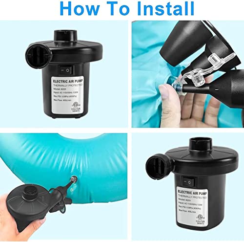 Electric Air Pump for Inflatables, Air Mattress Pump Inflator Deflator Pumps with 3 Nozzles Pool Air Pump for Float Inflatables(130W)
