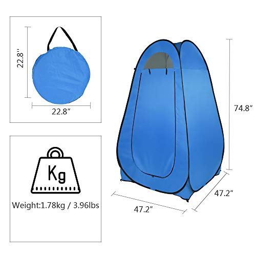 Pop Up Shower Changing Room Privacy Tent, Instant Portable Outdoor Shower Tent, Camp Toilet, Rain Shelter for Camping & Beach Lightweight & Sturdy, Easy Set Up, Foldable,with Carry Bag - style: Blue