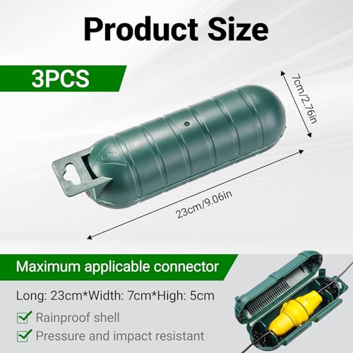 Outdoor Extension Cord Cover, 3 Pack Cord Connector Protector Waterproof Electrical Safety Box for Outside Plug Socket Christmas Holiday Decoration Light