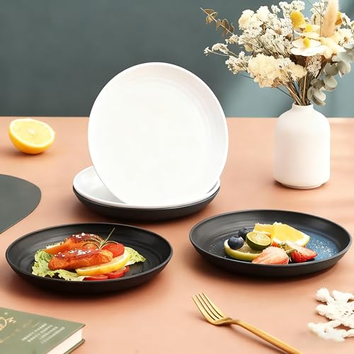 Wheat Straw Deep Dinner Plates Set of 5, Unbreakable Reusable Plates, Microwave & Dishwasher Safe, BPA Free Eco-Friendly Dinnerware for Daily Use & Parties (Multicolor) - color: Multicolor