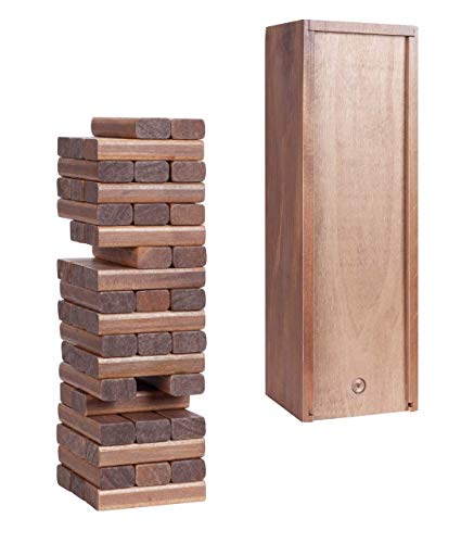 WE Games Wooden Block Stacking Party Game for Adults, Tumble Tower Wedding Guest Book Alternative, Tabletop Games, Includes Storage Case, 12 inches - color: Walnut Stained Wood