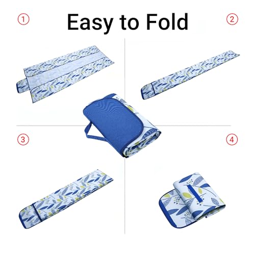 Hi Space Outdoor Picnic Blankets Waterproof Foldable Picnic Mat Extra Large Beach Blankets Sandproof Blanket for Beach Camping Grass Lawn Park, 80"x60", Blue Camouflage - color: Blue-camouflage