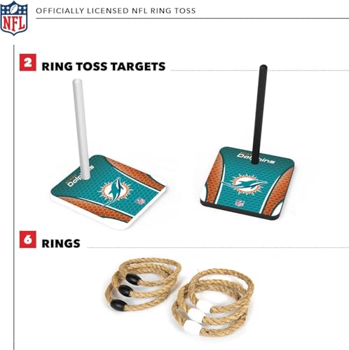 Solid Wood NFL Quoits Set with Direct Print HD Team Graphics – Tailgate Ring Toss Game – Great Gift for Any Football Fan! Ring Toss Family Outdoor Games for The Beach