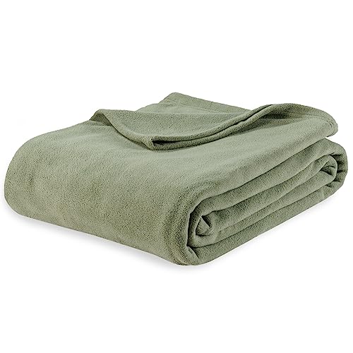 Berkshire Blanket Microfleece King Size Bed Blanket Dark Sage Green, Lightweight Soft Breathable Plush Micro Fleece Blanket for Bed Couch Sofa, 90x108 Inches - color: Dark Sage Green, size: King/Cal King