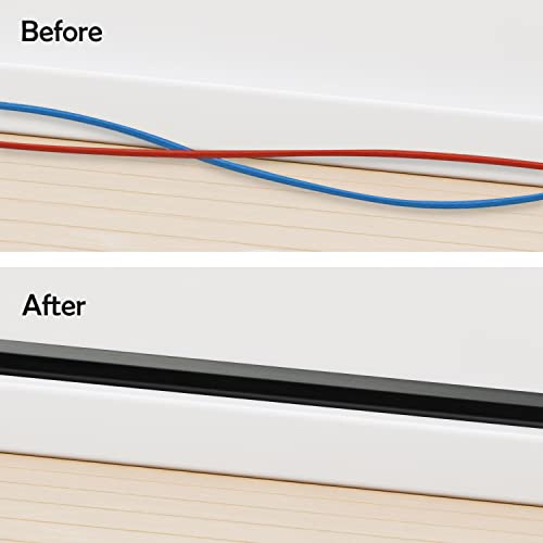 Rubber Bond TV Cord Hider Cable Protector - Strong Self Adhesive Wall Cord Cover Cable Hider - Low Profile Cable Management Wall Cord Concealer Cable Raceway - color: Black - Two Thick Cords, size: 4 Feet