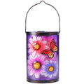Hanging Solar Lantern Outdoor Waterproof Flowers Butterfly Solar Lights Glass Tabletop Decorative Lamp for Outdoor Patio Garden Outside Yard Decor - style: Flower and Butterfly