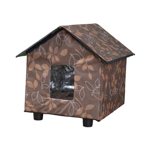 Outdoor Cat House Tent Pet Supplies Foldable Insulated Kitten House Stray Cat Shelter for Outside Garden Patio Winter Porch, Brown - color: Brown