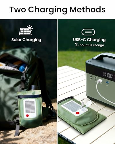 24" Inflatable Solar Camping Lantern,Magnetic LED Tube Light with USB-C 2000mAh Phone Charger,IP66 Waterproof TPU Tent Light for Hurricane Emergency,Backpacking & Off-Grid Survival (Green) - color: Green, size: 24in