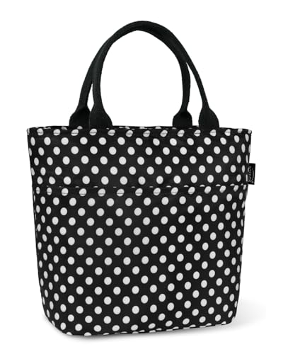 Aosbos Lunch Tote Bag, Insulated Lunch Box for Women, Leakproof Lunch Cooler Purse for Work, Polka Dot - color: C. Polka Dot