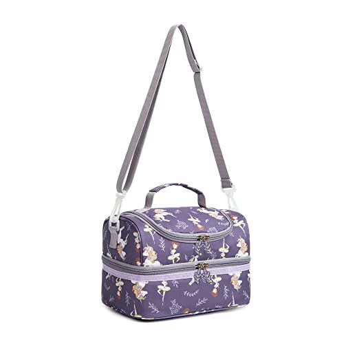 Insulated Kids Dual Compartment Lunch Bag Tote Pack for Girls Boys Toddler Kindergarten School Picnic Food Cooler Hot Water Ice with Strap (Ballet Dancer) - color: Ballet Dancer