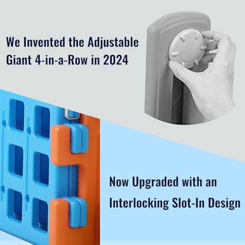 SDADI 'Click' Giant 4-in-a-Row Game Set with Block-Style Assembly, Adjustable Height 4-to-Score Connect Game, Portable Family Yard Game for Indoor & Outdoor Play - color: Blue Orange