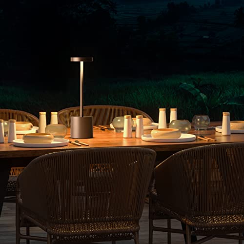 SAKRINGT 2 Pack Cordless Table Lamp Rechargeable,5000mAh Battery Powered Table Light, Dimming Portable LED Desk Lamp for Restaurant/Outdoor - color: Brown