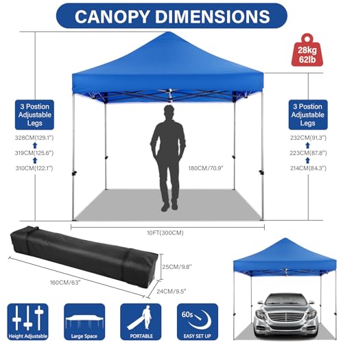COBIZI 10x15 Heavy Duty Pop Up Canopy Tent with 4 Sidewalls Thicken Frame, Commercial Easy Up Outdoor Wedding Party Tents, All Season Waterproof Windproof with Stakes Sandbags Ropes Bag, Uranus - color: Uranus, size: 10x15