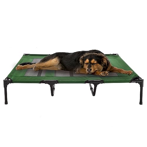 Elevated Dog Bed - 48x35.5-Inch Portable Pet Bed with Non-Slip Feet - Indoor/Outdoor Dog Bed or Puppy Cot for Pets up to 110lbs by PETMAKER (Green) - color: Green, size: X-Large