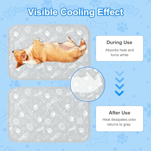 MH MYLUNE HOME Self Cooling Mat for Large Dog, 44”x32” Cool-Chill Cooling Fiber & Endothermic Color Changing Pet Cooling Pad, Foldable & Washable Non-Toxic Summer Pet Blanket - size: X-large: 44"x32"