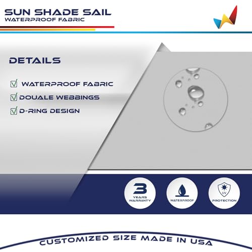Windscreen4less 5'x7' Waterproof Sun Shade Sail Rectangle Shade Canopy Cover UV Block for Backyard Patio Deck Balcony Pergola Garden (Light Gray) - color: Light Gray, size: 5' x 7'