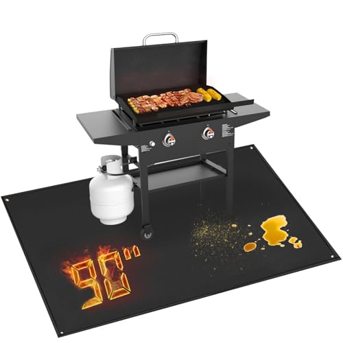 TOHONFOO 90 x 48 in Under Grill Mat Compatible with Blackstone 28in & 36in Griddle - Fireproof BBQ Mats for Grilling to Protect the Deck, Patio, Pavers - Griddle Mat Compatible with Blackstone - 1mm - color: Black, size: 90x48x0.04in
