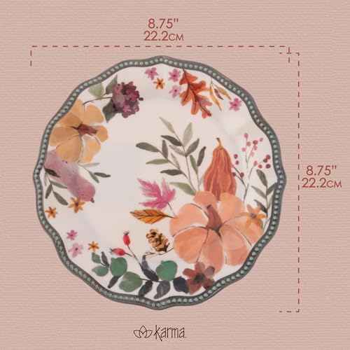 Karma, 8.75 inches Melamine Salad Plates Set of 4, Reusable Dishwasher Safe Plates for Outdoor and Indoor, Autumnal Spice - color: Autumnal Spice