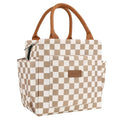 Joymee Lunch Bag Women Insulated Lunch Box Reusable Leakproof Large Spacious Cooler Tote for Women Men Adult with Bottle Holder and Side Pockets for Work Office Travel Picnic - Checker Brown - color: 04 Checker Brown