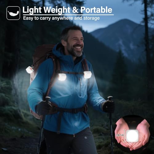 Rechargeable Camping Lights FLY2SKY 4Pcs White Tent Lights Mini Flashlight Portable LED Camping Lantern Survival Gear Camping Accessories for Hiking Backpacking Fishing Hurricane Emergency Outage - style: 4 Pcs White