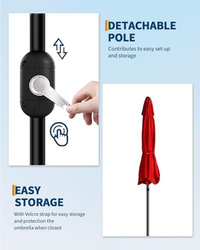 GarveeLife Outdoor Patio Umbrella, Table Market Umbrella with Push Button Tilt and Crank, 8 Sturdy Ribs UV Protection Waterproof for Garden, Deck, Backyard, Pool