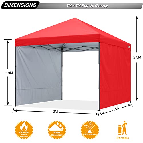 ABCCANOPY Easy Pop up Canopy Tent with 2 Sidewalls for Outdoor Sun Blocking or Rain Protection,10x10, Red - color: Red, size: 10x10