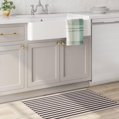 LEEVAN Washable Proch Rug Soft Entryway Rug 2.3'X3.6', Cotton Woven Bathroom Rugs Front Porch Decor Black and White Area Rug Outdoor Rug - color: Black and White, size: 2'4" x 3'7" (Rectangular)