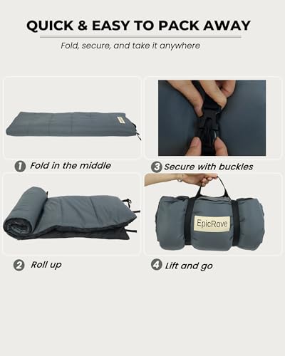 RovePad Trail Dog Bed Mat 43"x27" – Waterproof Non Slip Outdoor Travel Mat for Camping & Car – Silent Peachskin Roll-Up Pad for Medium & Large Dogs, Machine Washable - color: Grey