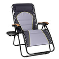 PHI VILLA XXL Oversized Padded Zero Gravity Chair, Foldable Patio Recliner, 30" Wide Seat Anti Gravity Lounger with Cup Holder, Support 400 LBS (Gray Accent) - color: Gray Accents, style: 1 Pcs