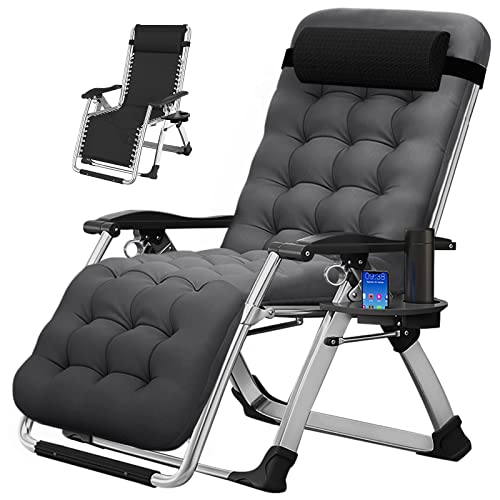 MOPHOTO Zero Gravity Chair, Outdoor Padded Lounge Chair with Side Table, Zero Gravity Recliner Chair, Outdoor Reclining Chair, Sturdy & Comfortable, Supports up to 440lbs - color: Charcoal Gray, style: Zero Gravity Chair