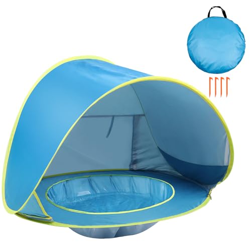 Baby Beach Tent Pop Up Beach Tents Baby Tent for Beach, Portable Shade Pool UV Protection Sun Shelter for Infant - color: blue